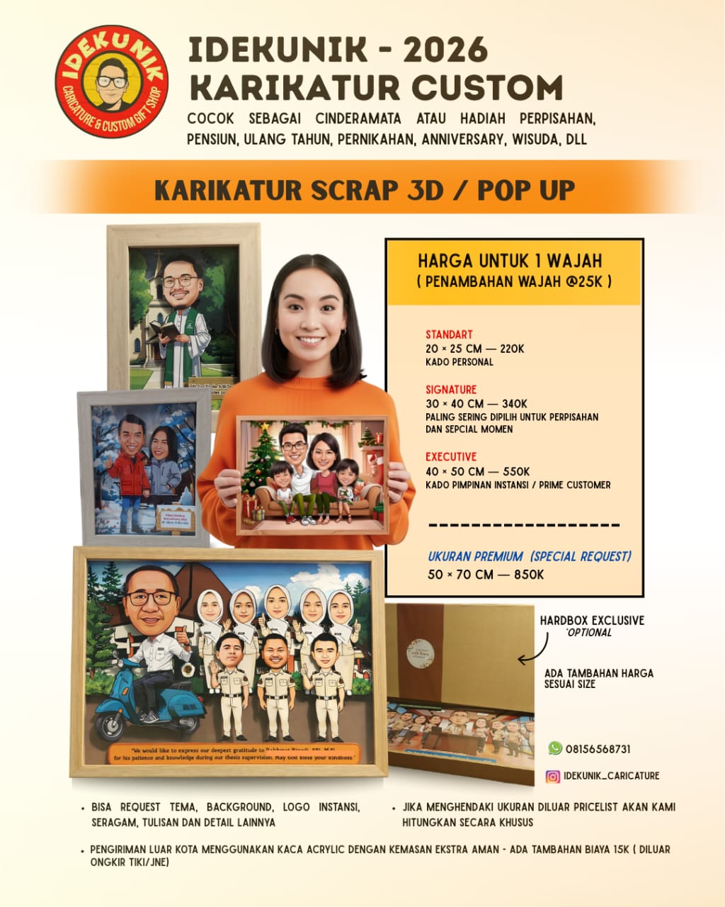 Idekunik Karikatur Scrap 3D Pop Up price list and product examples